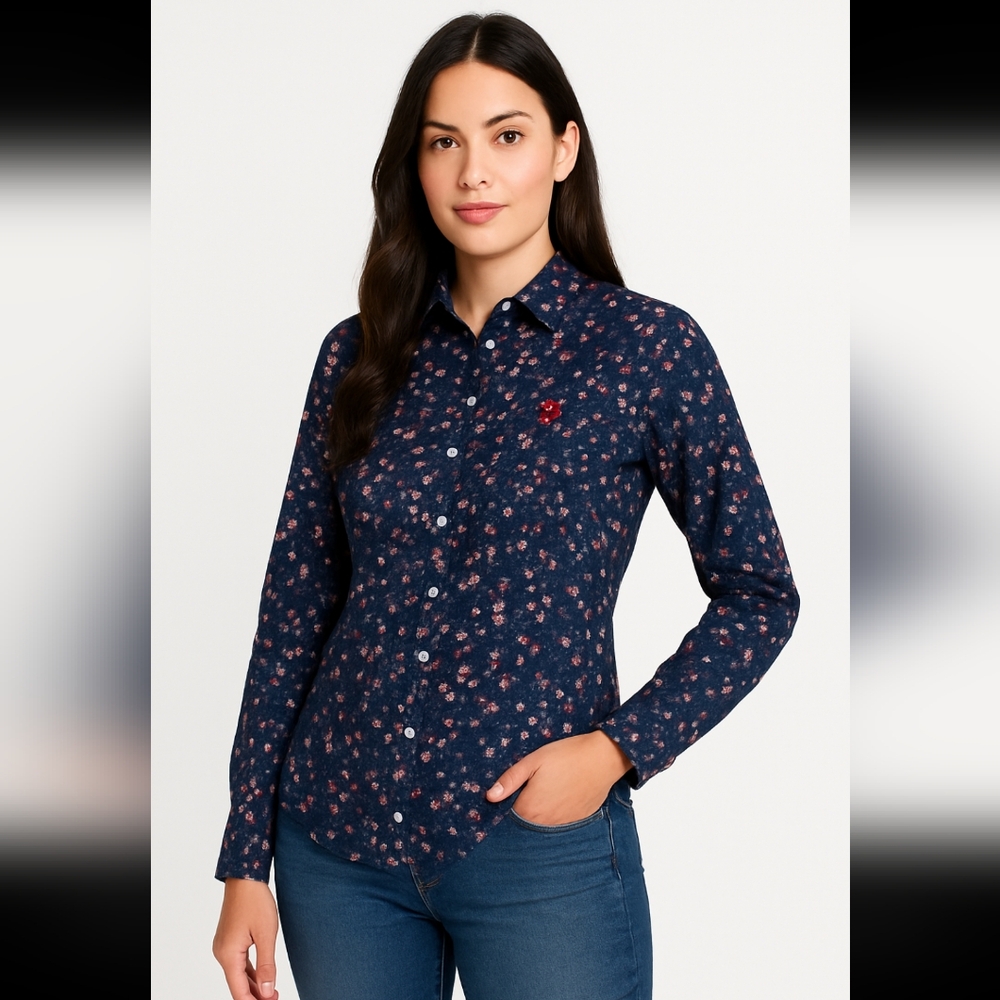 U.S. Polo Assn Women’s Floral Shirt Blue Pink Size S